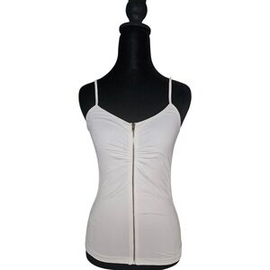 Vintage BEBE White Full Zip Cami Top - Made in USA - Size M/L